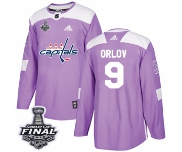 Youth Adidas Washington Capitals #9 Dmitry Orlov Authentic Purple Fights Cancer Practice 2018 Stanley Cup Final NHL Jersey