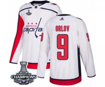 Youth Adidas Washington Capitals #9 Dmitry Orlov Authentic White Away 2018 Stanley Cup Final Champions NHL Jersey