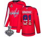 Youth Adidas Washington Capitals #91 Tyler Graovac Authentic Red USA Flag Fashion 2018 Stanley Cup Final NHL Jersey