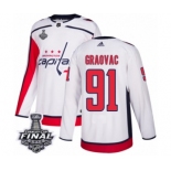 Youth Adidas Washington Capitals #91 Tyler Graovac Authentic White Away 2018 Stanley Cup Final NHL Jersey