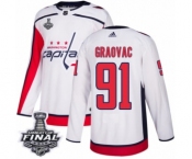 Youth Adidas Washington Capitals #91 Tyler Graovac Authentic White Away 2018 Stanley Cup Final NHL Jersey