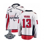 Youth Washington Capitals #13 Jakub Vrana Fanatics Branded White Away Breakaway 2018 Stanley Cup Final Champions NHL Jersey