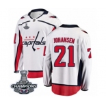 Youth Washington Capitals #21 Lucas Johansen Fanatics Branded White Away Breakaway 2018 Stanley Cup Final Champions NHL Jersey