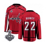 Youth Washington Capitals #22 Madison Bowey Fanatics Branded Red Home Breakaway 2018 Stanley Cup Final NHL Jersey