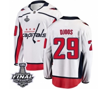 Youth Washington Capitals #29 Christian Djoos Fanatics Branded White Away Breakaway 2018 Stanley Cup Final NHL Jersey