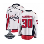 Youth Washington Capitals #30 Ilya Samsonov Fanatics Branded White Away Breakaway 2018 Stanley Cup Final Champions NHL Jersey