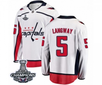 Youth Washington Capitals #5 Rod Langway Fanatics Branded White Away Breakaway 2018 Stanley Cup Final Champions NHL Jersey