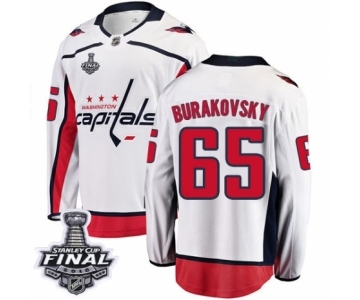 Youth Washington Capitals #65 Andre Burakovsky Fanatics Branded White Away Breakaway 2018 Stanley Cup Final NHL Jersey