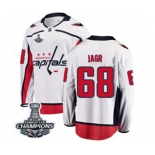 Youth Washington Capitals #68 Jaromir Jagr Fanatics Branded White Away Breakaway 2018 Stanley Cup Final Champions NHL Jersey