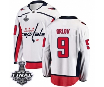 Youth Washington Capitals #9 Dmitry Orlov Fanatics Branded White Away Breakaway 2018 Stanley Cup Final NHL Jersey