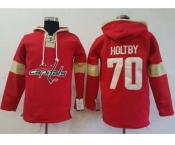 Men's Washington Capitals #70 Braden Holtby Red Pullover Hoodie Stitched NHL Jersey