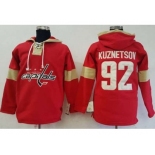 Men's Washington Capitals #92 Evgeny Kuznetsov Red Pullover Hoodie Stitched NHL Jersey