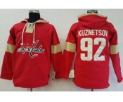 Men's Washington Capitals #92 Evgeny Kuznetsov Red Pullover Hoodie Stitched NHL Jersey