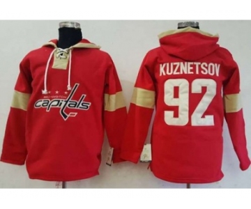 Men's Washington Capitals #92 Evgeny Kuznetsov Red Pullover Hoodie Stitched NHL Jersey