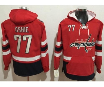 Washington Capitals #77 T.J Oshie Red Name & Number Pullover NHL Hoodie