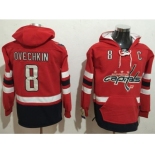 Washington Capitals #8 Alex Ovechkin Red Name & Number Pullover NHL Hoodie