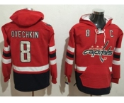 Washington Capitals #8 Alex Ovechkin Red Name & Number Pullover NHL Hoodie