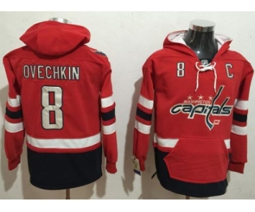 Washington Capitals #8 Alex Ovechkin Red Name & Number Pullover NHL Hoodie