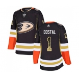 Anaheim Ducks #1 Lukas Dostal Authentic Black Drift Fashion Hockey Jersey