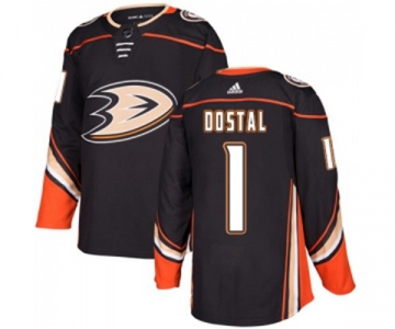 Anaheim Ducks #1 Lukas Dostal Authentic Black Home Hockey Jersey