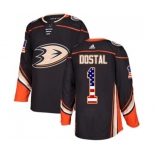 Anaheim Ducks #1 Lukas Dostal Authentic Black USA Flag Fashion Hockey Jersey