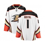 Anaheim Ducks #1 Lukas Dostal Authentic White Away Fanatics Branded Breakaway Hockey Jersey