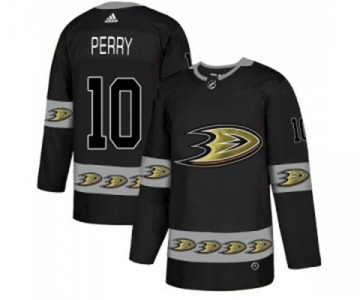 Anaheim Ducks #10 Corey Perry Premier Black Team Logo Fashion Hockey Jersey