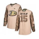 Anaheim Ducks #15 Ryan Getzlaf Authentic Camo Veterans Day Practice Hockey Jersey