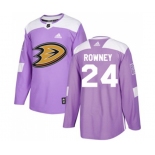 Anaheim Ducks #24 Carter Rowney Authentic Purple Fights Cancer Practice Hockey Jersey