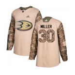 Anaheim Ducks #30 Ryan Miller Authentic Camo Veterans Day Practice Hockey Jersey