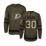 Anaheim Ducks #30 Ryan Miller Authentic Green Salute to Service Hockey Jersey