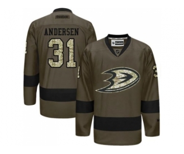 Anaheim Ducks #31 Frederik Andersen Green Salute to Service Stitched NHL Jersey