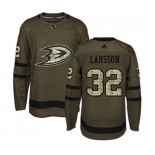 Anaheim Ducks #32 Jacob Larsson Authentic Green Salute to Service Hockey Jersey