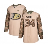 Anaheim Ducks #34 Sam Steel Authentic Camo Veterans Day Practice Hockey Jersey