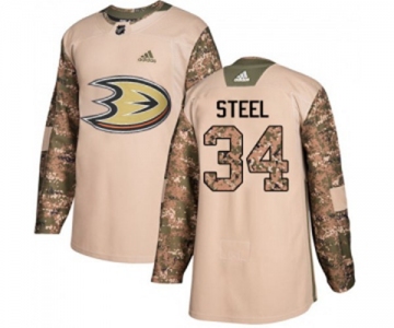 Anaheim Ducks #34 Sam Steel Authentic Camo Veterans Day Practice Hockey Jersey