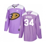 Anaheim Ducks #34 Sam Steel Authentic Purple Fights Cancer Practice Hockey Jersey