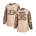 Anaheim Ducks #35 Jean-Sebastien Giguere Authentic Camo Veterans Day Practice Hockey Jersey