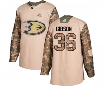 Anaheim Ducks #36 John Gibson Authentic Camo Veterans Day Practice Hockey Jersey