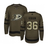 Anaheim Ducks #36 John Gibson Authentic Green Salute to Service Hockey Jersey