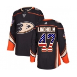 Anaheim Ducks #47 Hampus Lindholm Authentic Black USA Flag Fashion Hockey Jersey