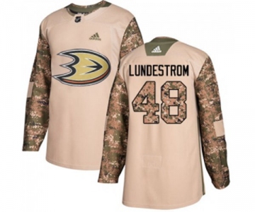 Anaheim Ducks #48 Isac Lundestrom Authentic Camo Veterans Day Practice Hockey Jersey