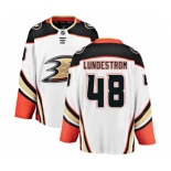 Anaheim Ducks #48 Isac Lundestrom Authentic White Away Fanatics Branded Breakaway Hockey Jersey