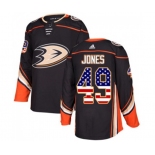 Anaheim Ducks #49 Max Jones Authentic Black USA Flag Fashion Hockey Jersey