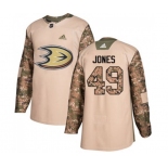 Anaheim Ducks #49 Max Jones Authentic Camo Veterans Day Practice Hockey Jersey