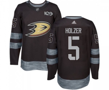 Anaheim Ducks #5 Korbinian Holzer Authentic Black 1917-2017 100th Anniversary Hockey Jersey