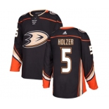 Anaheim Ducks #5 Korbinian Holzer Authentic Black Home Hockey Jersey