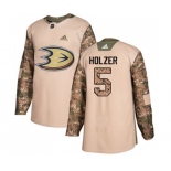 Anaheim Ducks #5 Korbinian Holzer Authentic Camo Veterans Day Practice Hockey Jersey