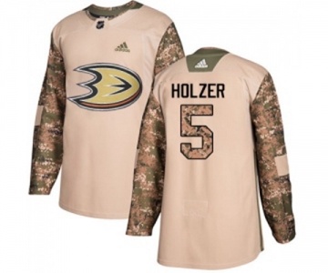 Anaheim Ducks #5 Korbinian Holzer Authentic Camo Veterans Day Practice Hockey Jersey