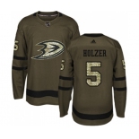 Anaheim Ducks #5 Korbinian Holzer Authentic Green Salute to Service Hockey Jersey