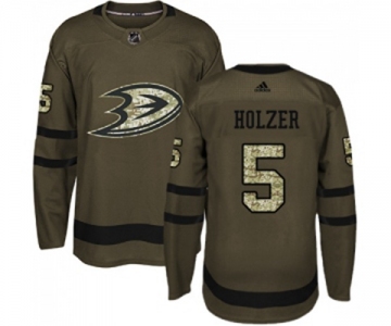 Anaheim Ducks #5 Korbinian Holzer Authentic Green Salute to Service Hockey Jersey